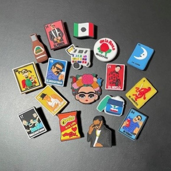 Jibbitz Accessories New 7 Pcs Mexican Chicano Loteria Crocs Jibbitz Shoe Charms Assort B